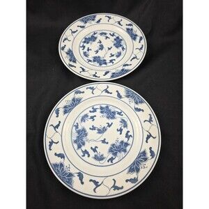 Vintage Durable Chine Plate 7" Set Of 2 Tatung White Blue Floral Lily No Chips